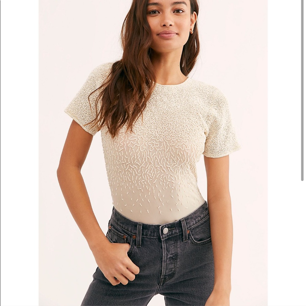 Embellished Pearl Bodysuit beaded ombre effect